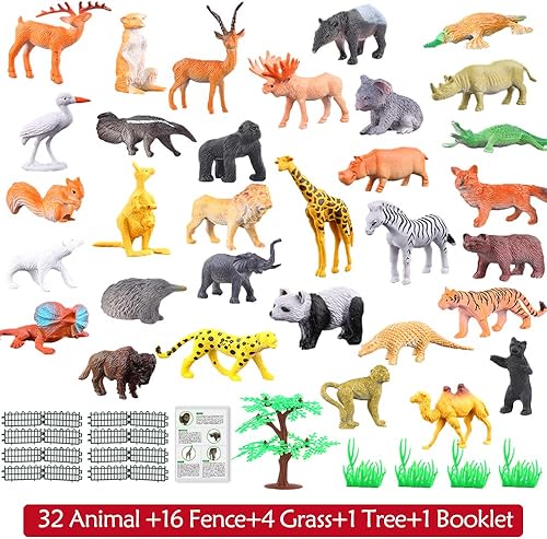 Miniatura 2 de ValeforToy - Figura de animales 54 piezas de juguetes de animales de la selva vinilo salvaje realista juguetes de plástico para fiestas de