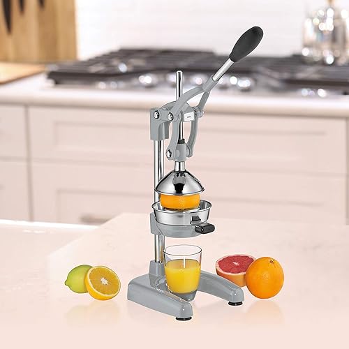 Miniatura 7 de Cilio Exprimidor manual de cítricos, extractor y prensa de jugo de grado comercial (plateado mate)