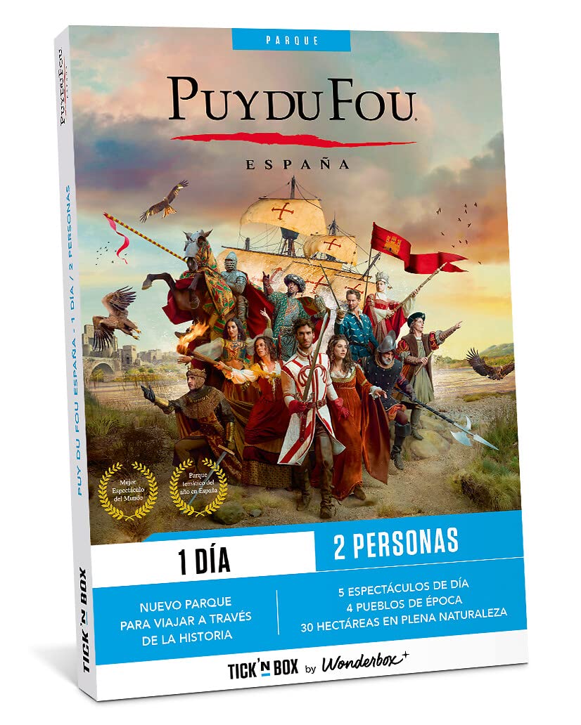 WONDERBOX Connect Geschenkbox – PUY Du Fou Spanien – 2 Eintrittskarten für 1 Tag – alle Tagesshows enthalten – gültig für 27 Monate