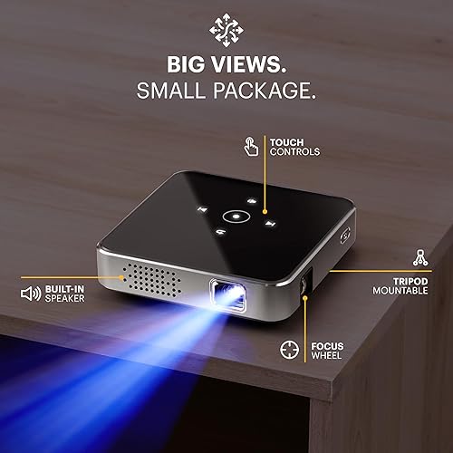 Miniatura 3 de Kodak Proyector de bolsillo ultra mini recargable  Proyector DLP Pico negro pantalla de 100 pulgadas, HDMIUSBMicro SD, altavoz incorporado y estuche