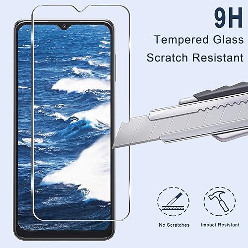 Miniatura 3 de [Paquete de 3+3] Protector de pantalla para Galaxy A13 con protector de lente de cámara, película de vidrio templado HD, dureza 9H, antiarañazos,
