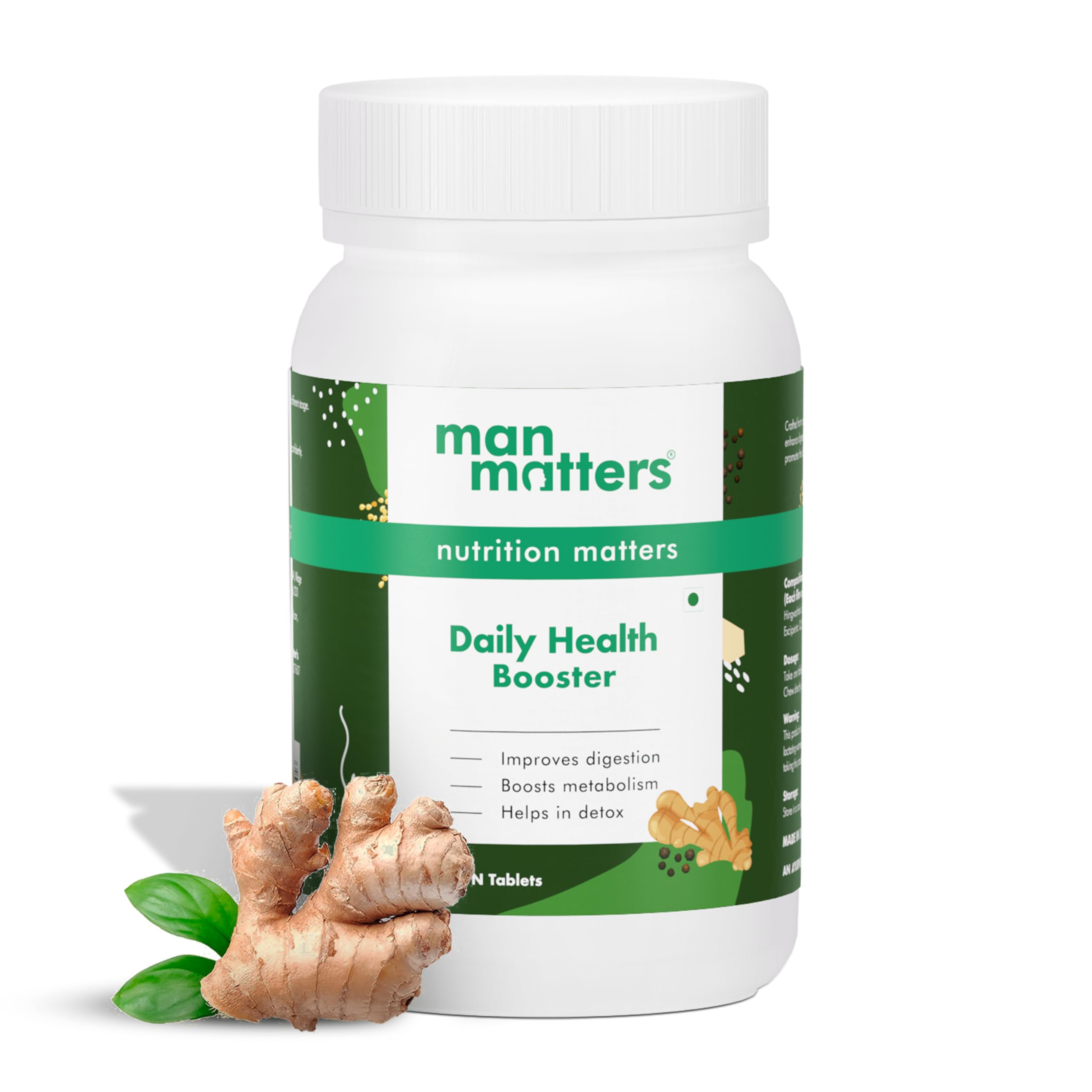 Man Matters Daily Health Booster Tablets | Improves Digestion, Boosts Metabolism & Helps In Detox | Pack of 60 (B0CTKLP45R) Amazon Price History, Amazon Price Tracker
