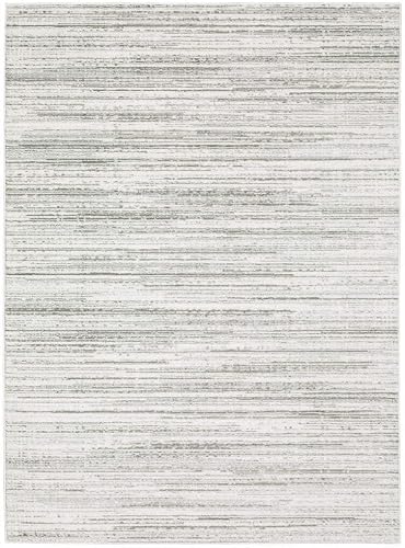 HomeRoots 507931 10 x 13 ft. White & Gray Abstract Power Loom Stain Resistant Re