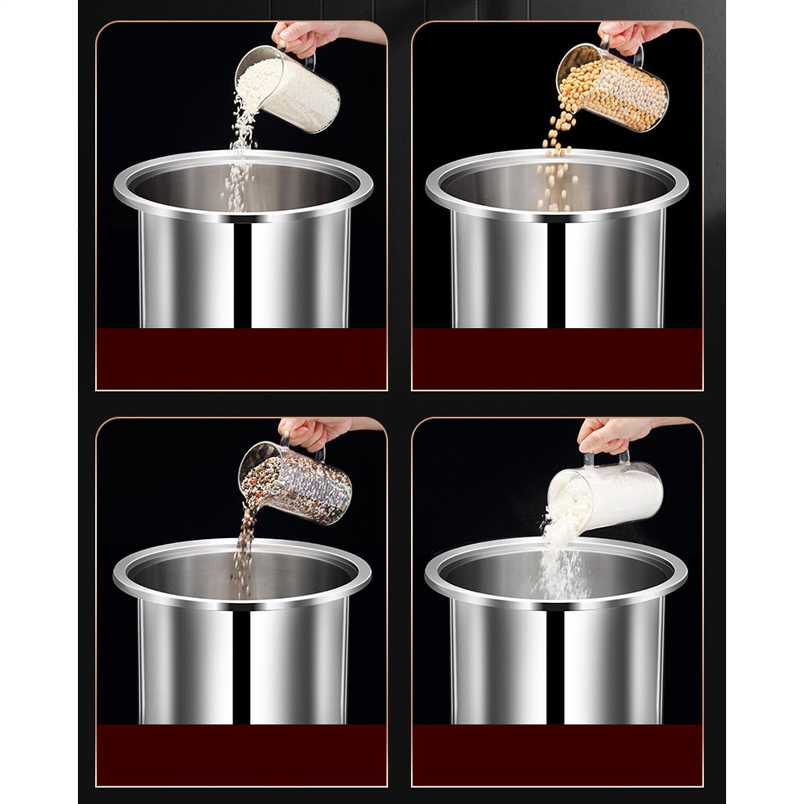 Contenitore di stoccaggio del riso Secchio ermetico in acciaio da alimenti | Recipiente sottovuoto da riso Adatto a Casa, Appartamento, Cucina, Sala da Pranzo, Dispensa, Ristorante