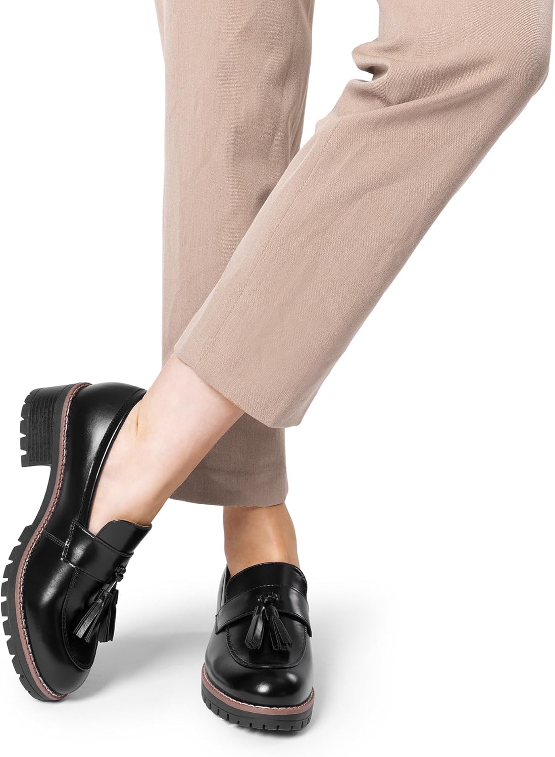 DREAM PAIRS Womens Loafers, Slip On Platform Chunky Penny Heeled Lug Sole Loafers for Women Dressy and Work, Business Casual Shoes for Women - Image 7