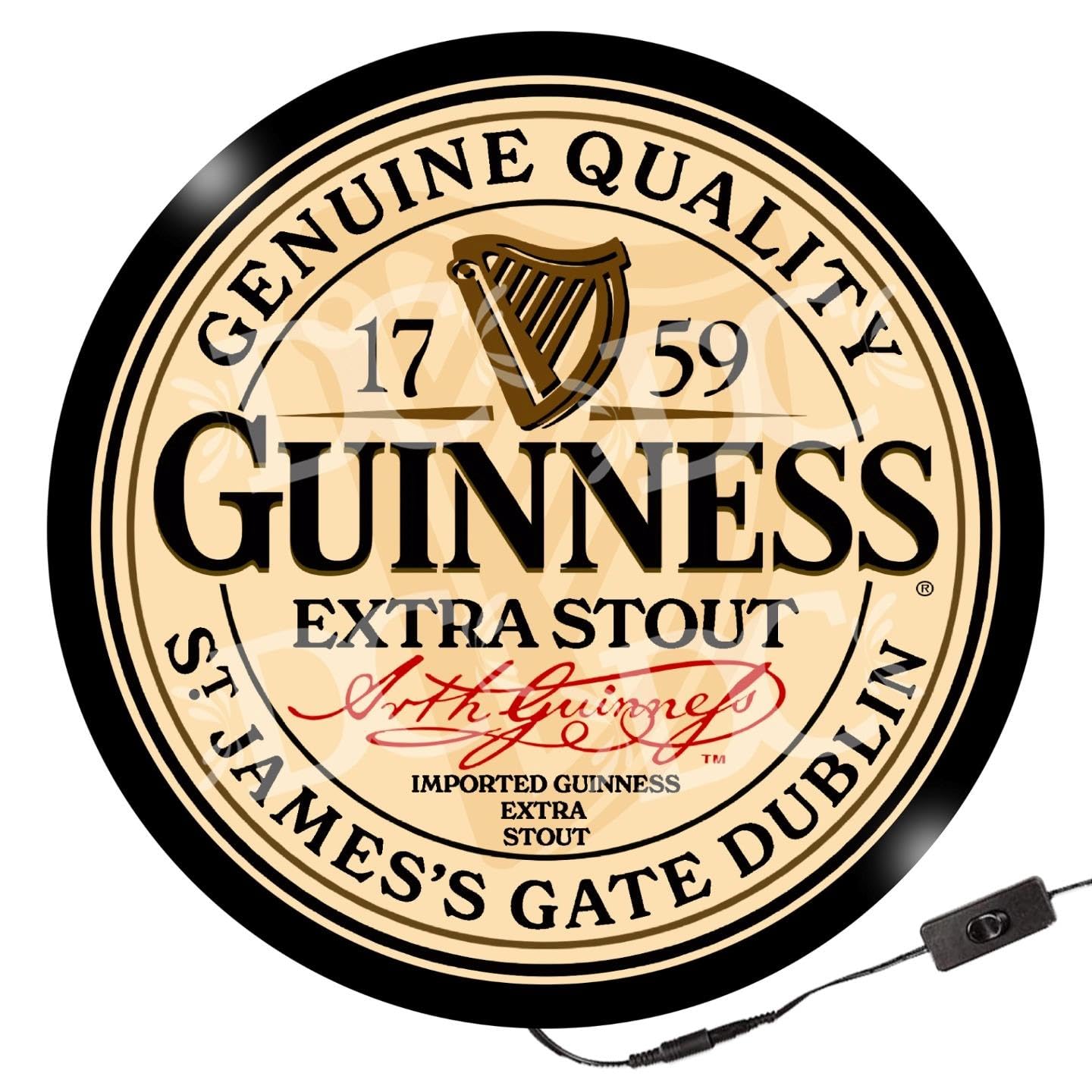 Guinness LEDサイン 約40cm x 20cm Guinness Beer Indoor LED Sign, Light Up Bar Signs, Ultra-Thin LED