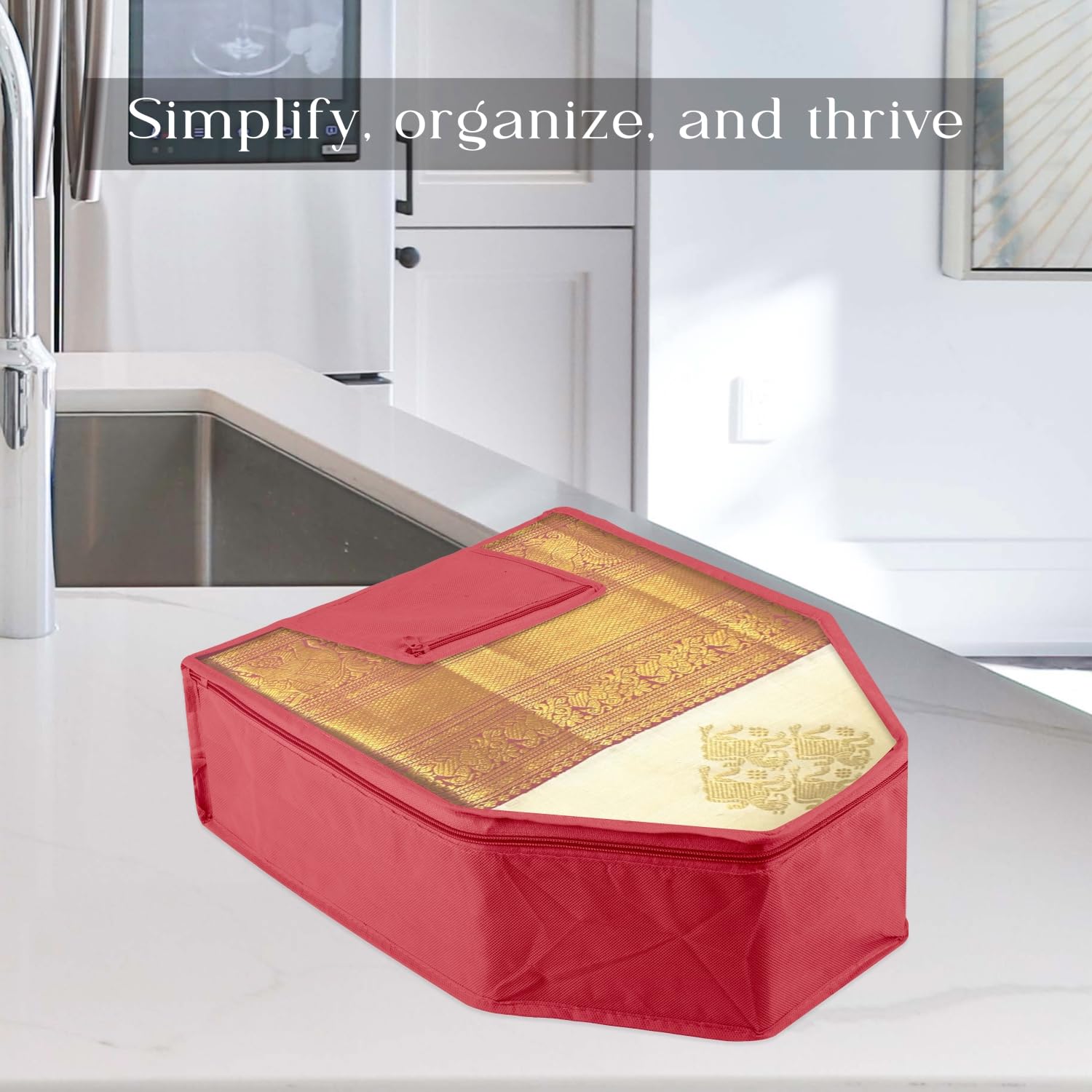 Kuber Industries Blusenabdeckung | Kleideraufbewahrungstasche | Reißverschluss Kleiderschrank Organizer | Kleider-Organizer mit angenähter Tasche | Vlies-Vorderseite transparente Blusenabdeckung | 12