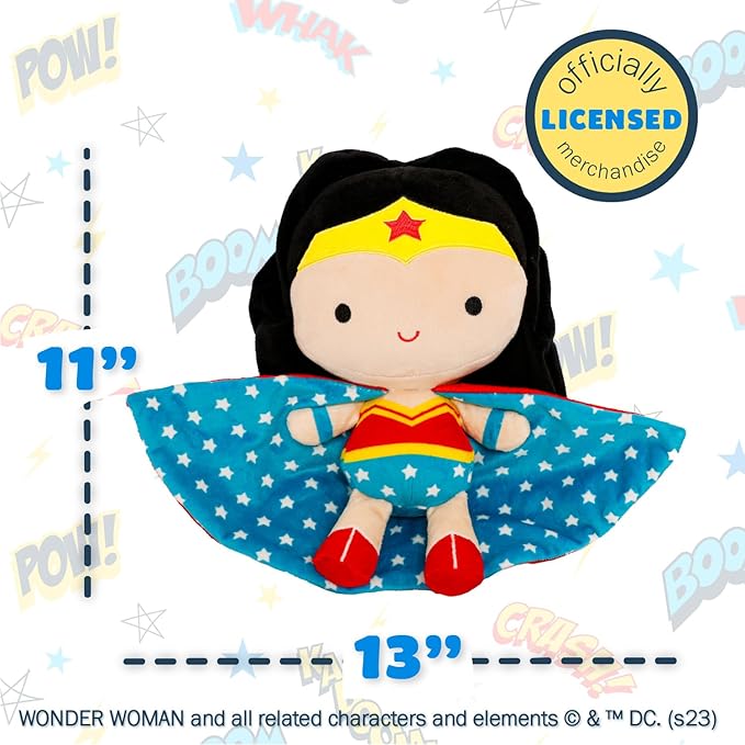 KIDS PREFERRED DC Comics Wonder Woman Soft Huggable Stuffed Animal Cute Plush Toy for Toddler Boys and Girls, Gift for Kids, 11.5 inches