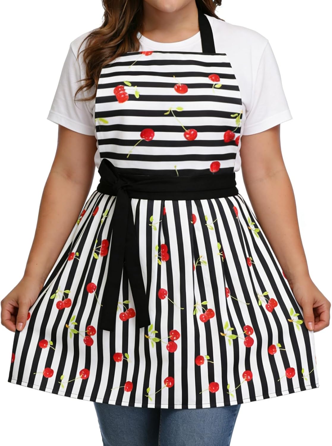 Love Potato Plus Size Women's Apron - Adjustable Long Neck & Waist Ties, Kitchen Cooking Baking Apron