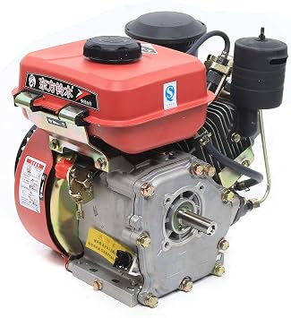 196cc 2.2kw Air-cooled Diesel Engine 4-Stroke Single Cylinder 53mm Shaft Length Horizontal Axis Engine Recoil Start Engine 3000RPM (Red)