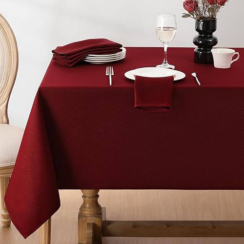 Miniatura 7 de Softalker Mantel rectangular con textura tejida de Navidad, jacquard de invierno, impermeable, lavable, resistente a las manchas, sin arrugas, para