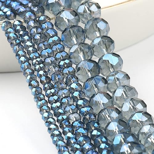 Miniatura 4 de Niziky 330 cuentas de cristal Briolette, cuentas espaciadoras de Rondelle facetadas azules de 0.315 pulgadas para hacer joyas, proyectos de