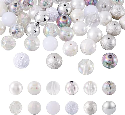 Craftdady 60 cuentas redondas acrílicas de 0.787 pulgadas, 12 estilos de cuentas gruesas de chicle, cuentas focales gruesas, cuentas espaciadoras