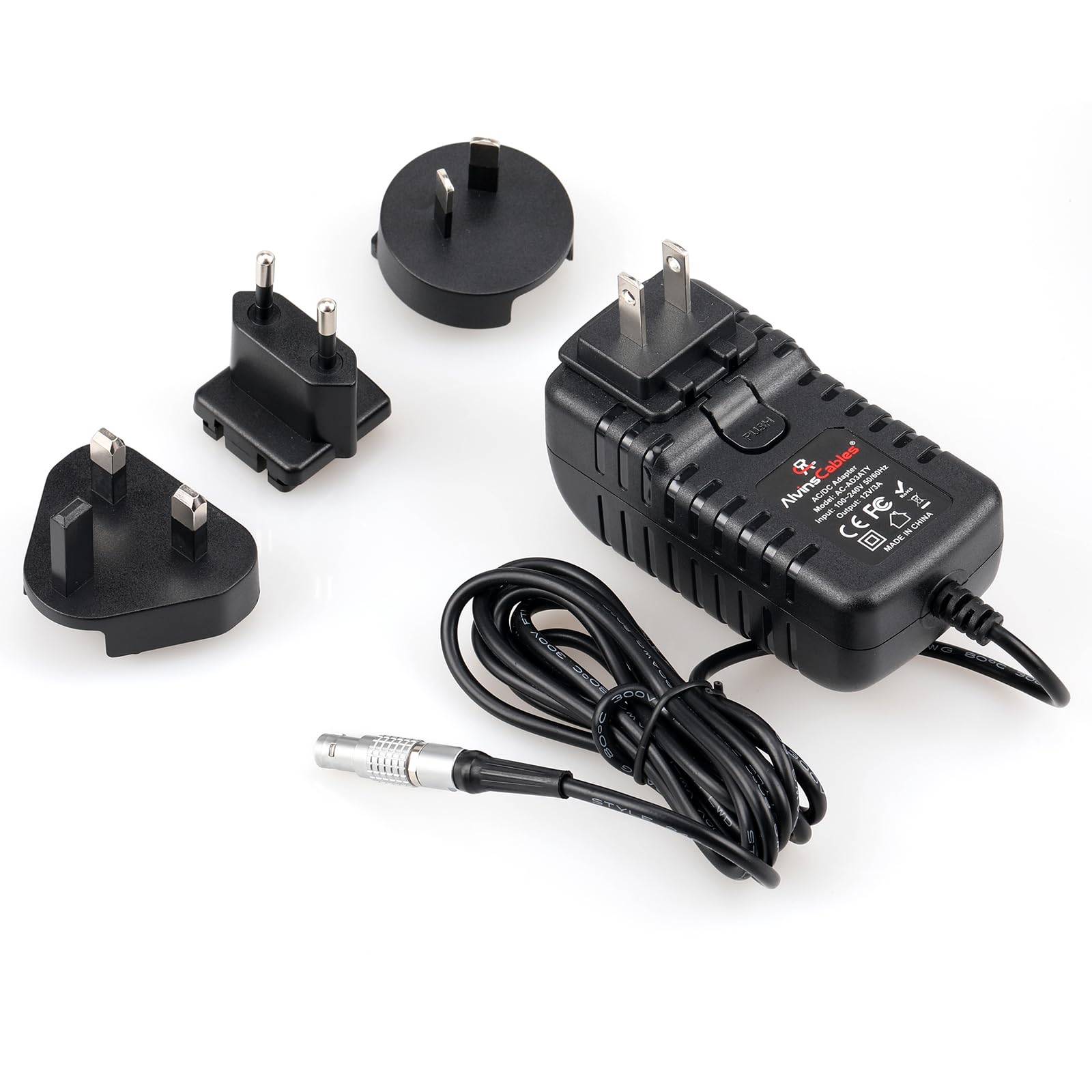 Alvin's Cables 2 Pin męski na uniwersalny AC z wtyczką UK EU AU US konwerter adaptera kabel zasilający do kamery Z E2 flagowa kostka Teradek Hollyland Cosmo 600