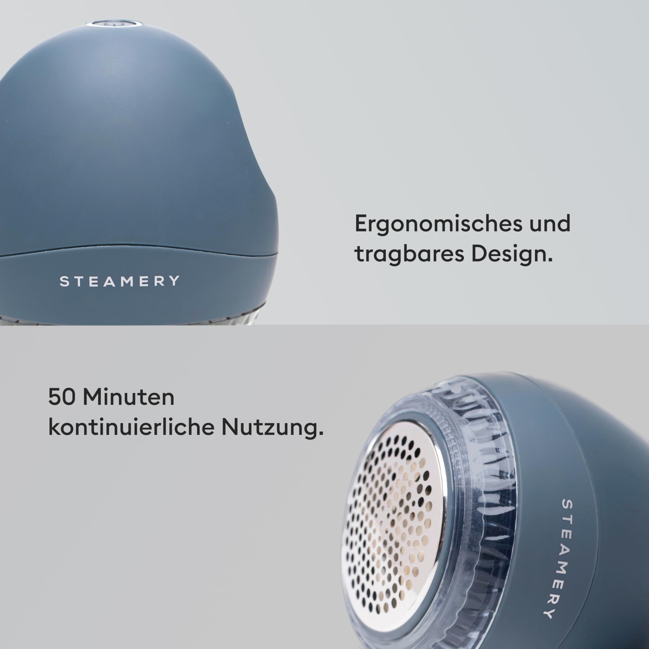 Pilo 1 Stoffrasierer für Kleidung und Textilien von Steamery, 5W, tragbar, wiederaufladbar, ergonomisch, skandinavisches Design, Blau