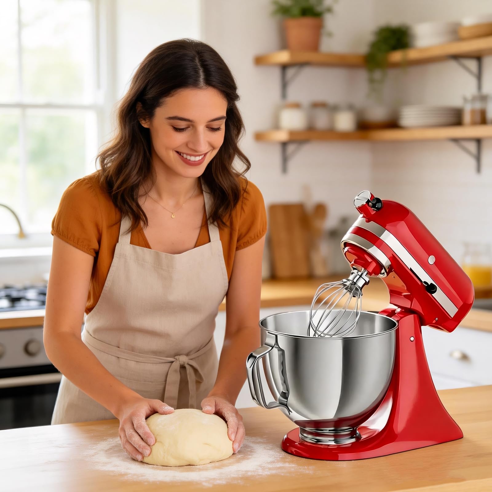 Edelstahl Schüssel für Kitchen Aid 4,5-5 Quart Standmixer, Eiscrememaschine Aufsatz,Schüssel Silber Ersatzteile,Standrührer Edelstahlschüssel mit Griff Rührschüssel Ersatz