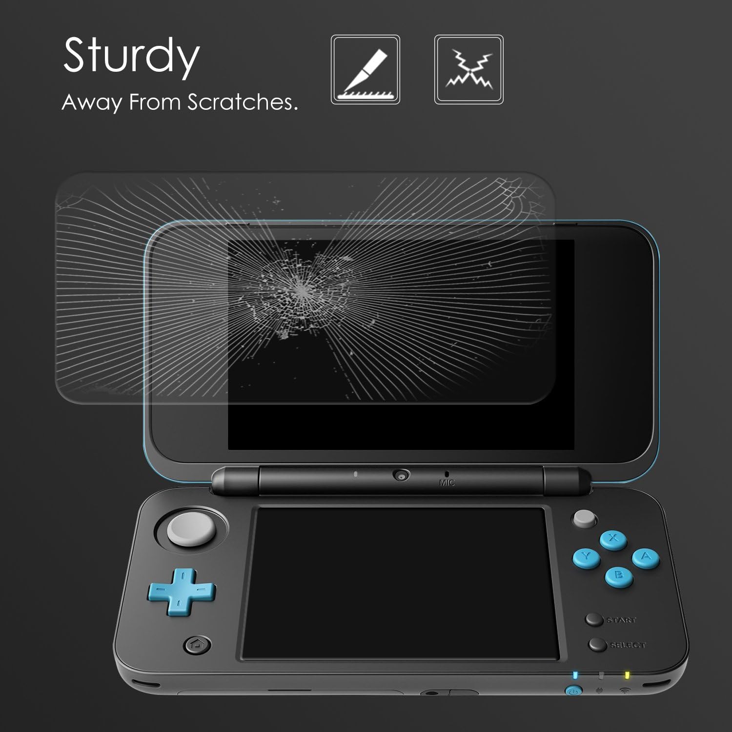 MoKo Screen Protector Compatible with Nintendo New 2DS XL, (1 Pack) 1 x Tempered Glass & 1 x PET HD Clear Film, Anti-Fingerprint & Anti-Bubble