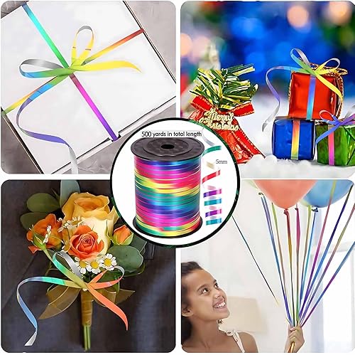 Miniatura 7 de BRZIKWT Cinta rizadora blanca de 500 yardas, hermosa cinta de envoltura de regalo, cintas brillantes de globos para regalo, arte de flores, globos