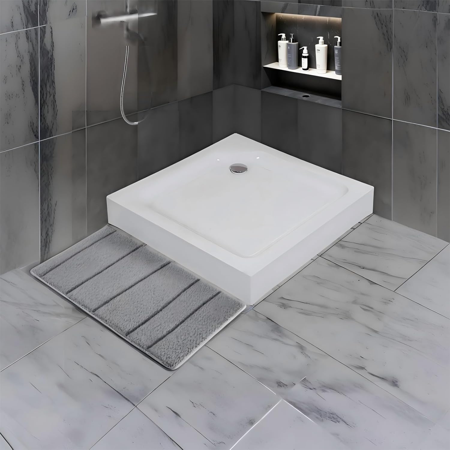 32" x 32" Acrylic Shower Base with Corner Drain, Slip Resistant Textured Surface, White Acrylic and Fiberglass Shower Pan, Drain and Cover Included