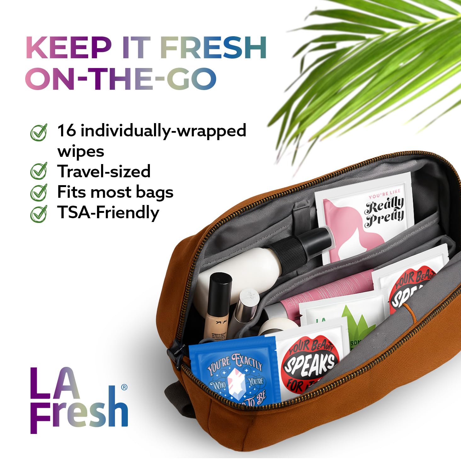 LA Fresh My Beauty Is Unique Wet Wipes Variety Pack - Beauty Wipes Set, Holiday Gifts for Women, Travel-Sized, TSA Friendly, Individually-Wrapped Wipes, 16-Count