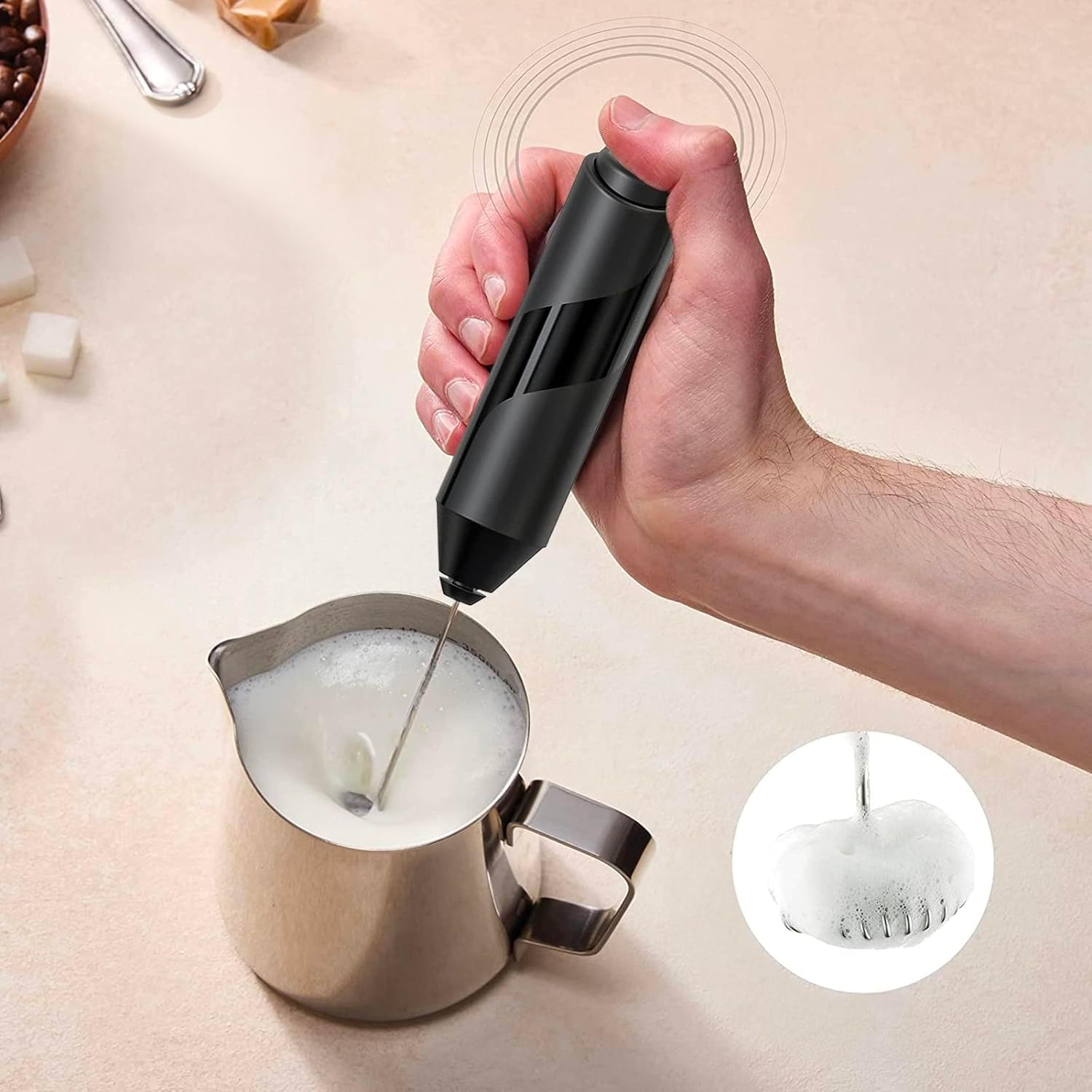 Montalatte Elettrico, 5 In 1 Cappuccinatore Elettrico Con 500ML, 600W