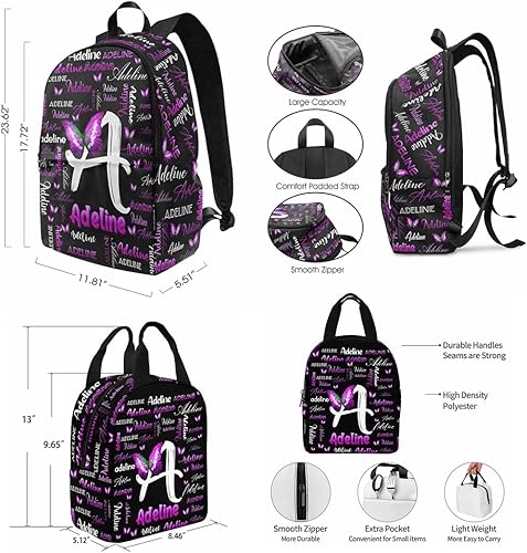 Miniatura 4 de MyPupSocks Mochila escolar personalizada con nombre personalizado mochila unisex, Multi 12, Tamaño único, Mochilas Daypack