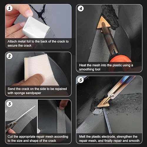 Miniatura 5 de Soldador de plástico, kit de soldadura de plástico de 110 V100 W, kit de soldador de reparación de parachoques, herramienta de soldadura de plástico