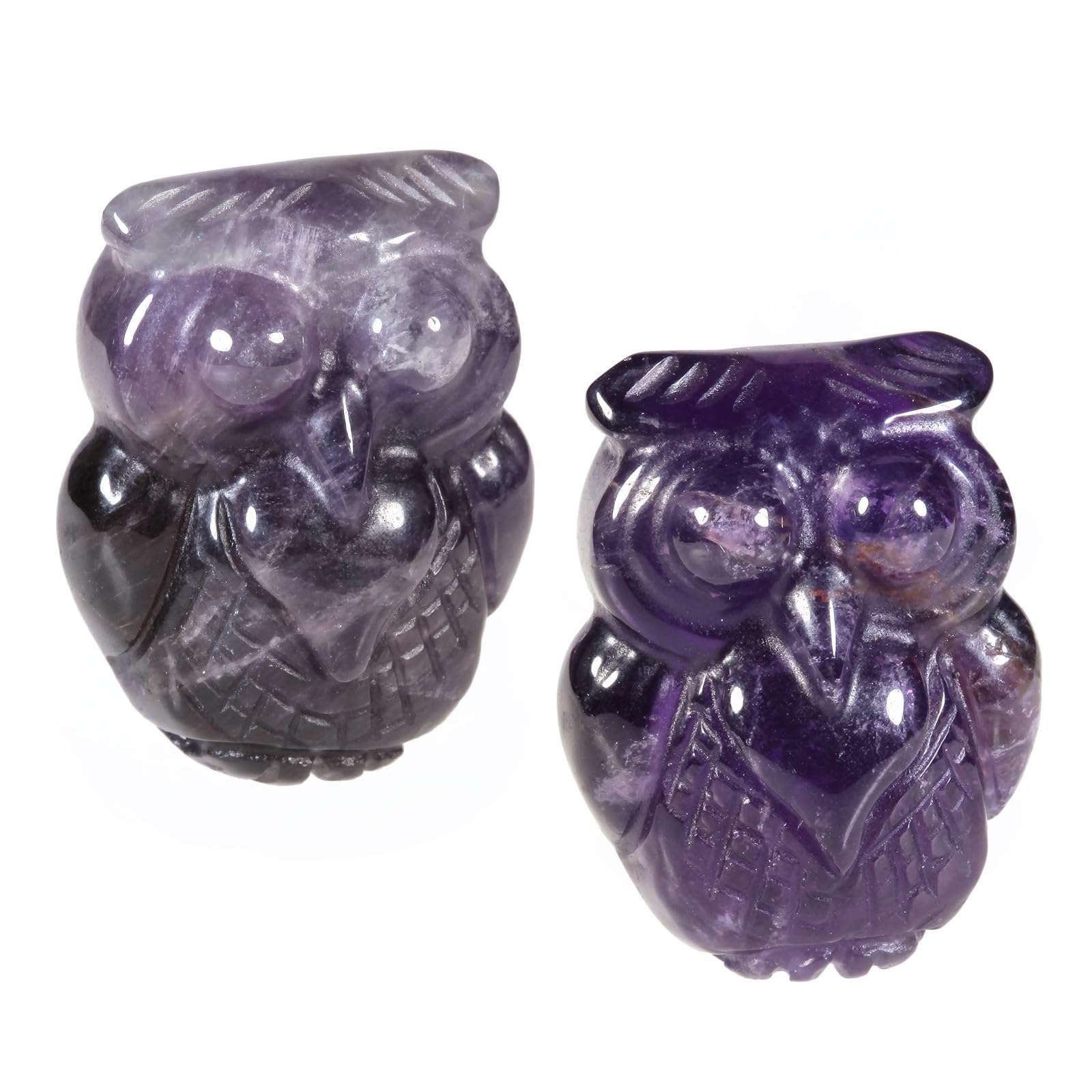 Figurines d'animaux en améthyste Nupuyai pour décoration de table - Lot de 2