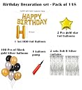 HK Balloons Happy Birthday Decoration Kit - 2 Silver Foil Curtain & Star Foil, 100 Metallic Balloons, Happy Birthday Foil Balloon Set, Black Golden Silver, Pack Of 118 gallery image