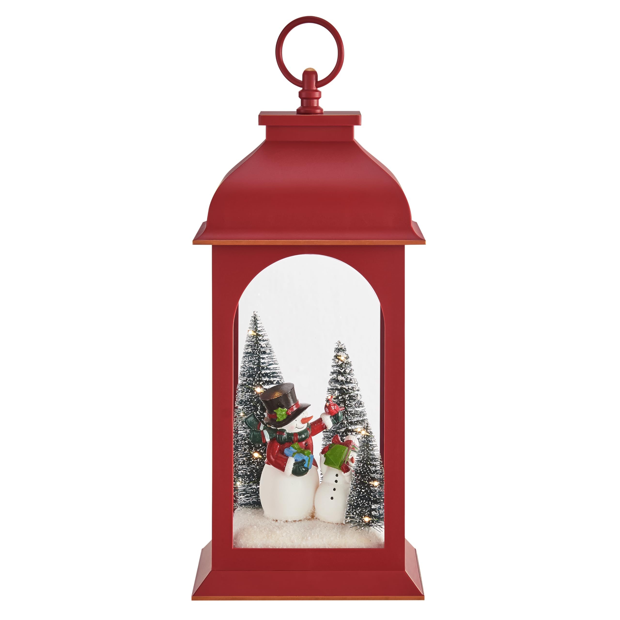 Diorama de Navidad en farol iluminado pequeño con diseño de muñeco de nieve 8