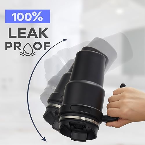 Miniatura 5 de ALOUFEA Taza de café aislada de 20 onzas con asa, vaso de viaje de acero inoxidable con tapa y popote, taza térmica de doble pared al vacío a prueba