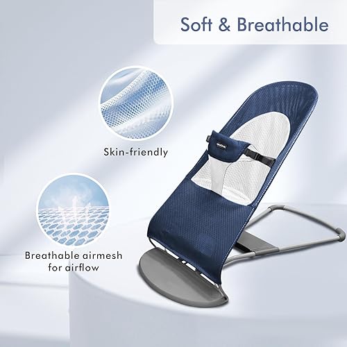 Miniatura 4 de Asiento de tela para gorila - Funda para bebé Bjorn Bouncer Balance Soft & Bliss, malla ventilada, agradable a la piel, lavable a máquina, azul