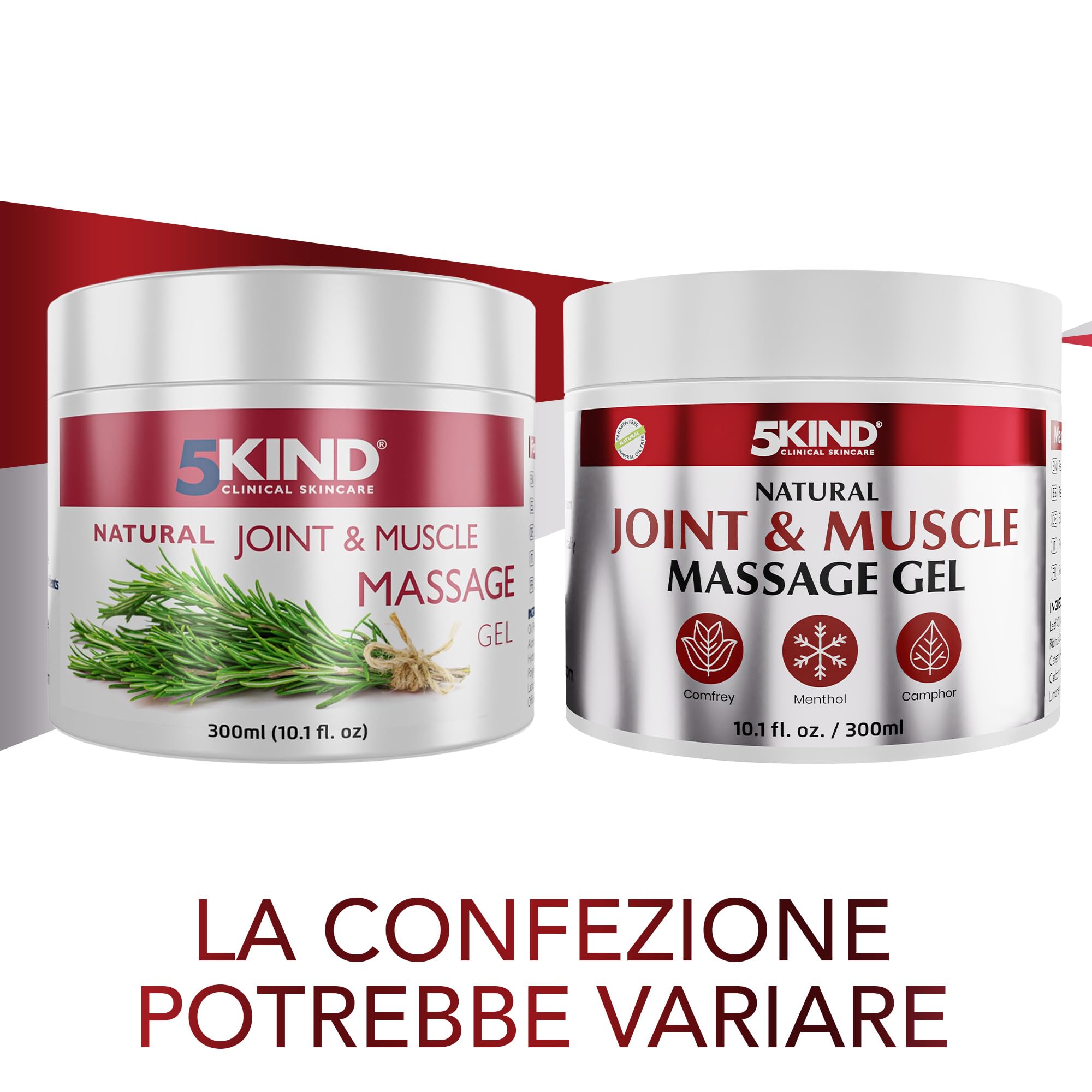5kind Gel Rinfrescante Naturale Articolazioni e Muscoli 300ml - Gel Massaggio Rivitalizzante Schiena e Muscoli - Crema Gambe Effetto Freddo - Freddo Gambe
