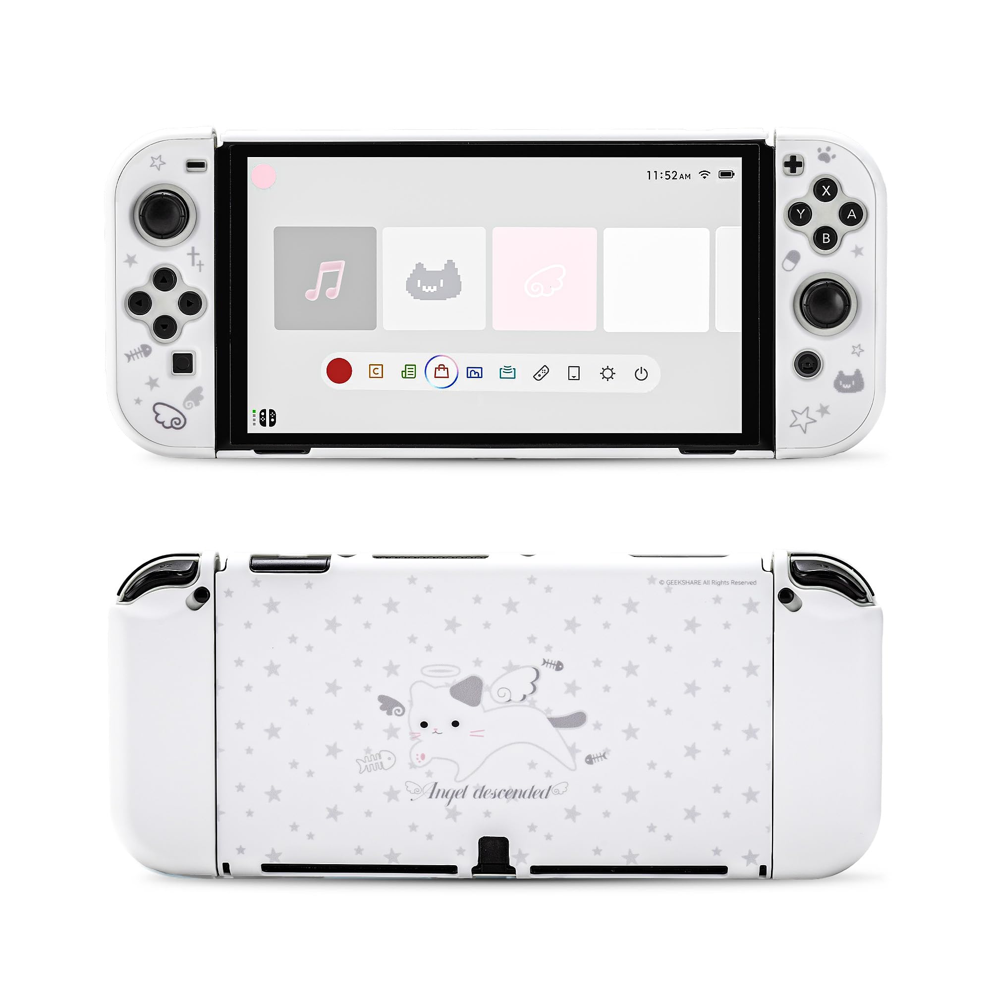 GeekShare Cute Protective Case for Switch OLED Slim Cover Case Hard PC Protective Shell Compatible with Switch OLED - Angel Descended