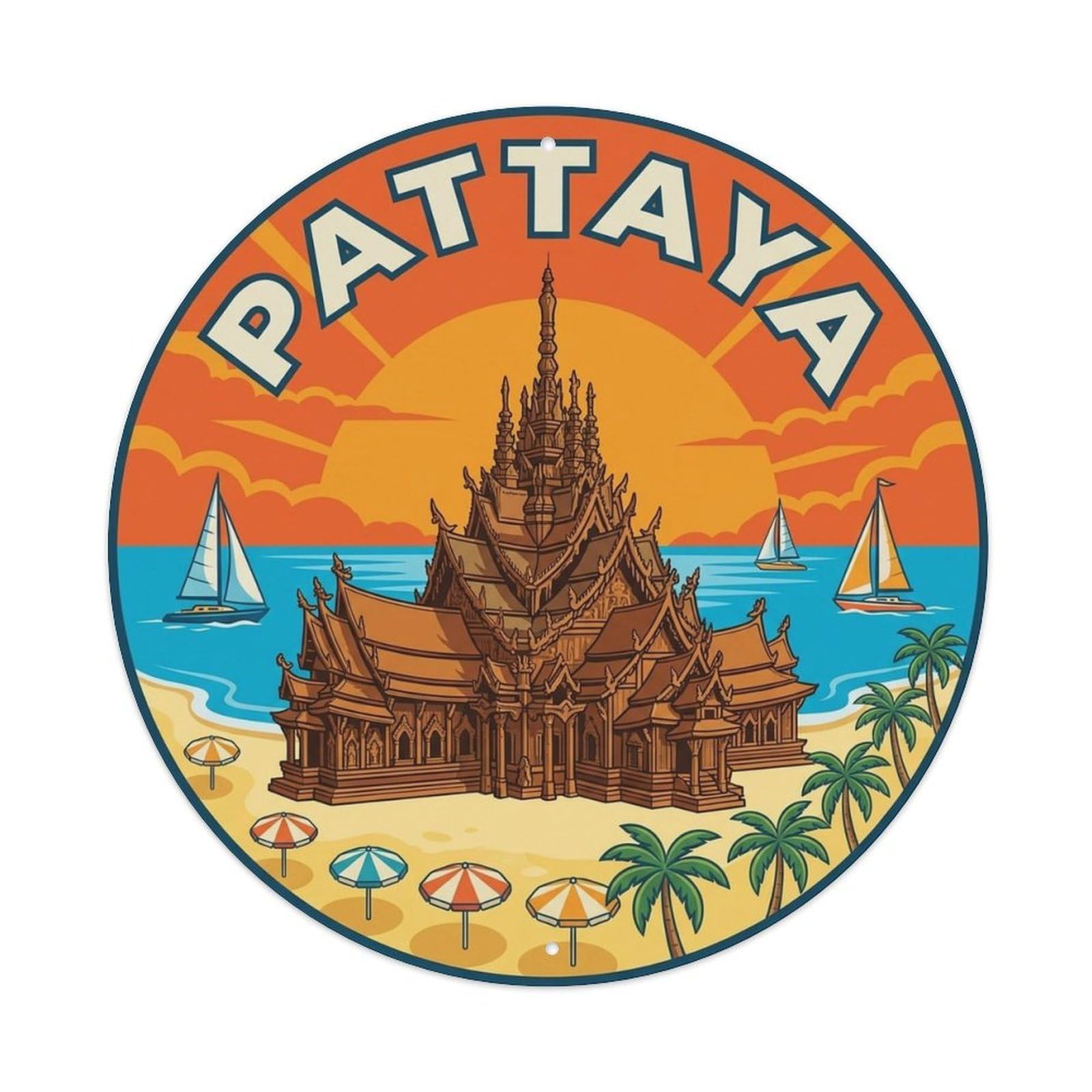 Pattaya Thailand Retro City Travel Landmark Metal Tin Sign