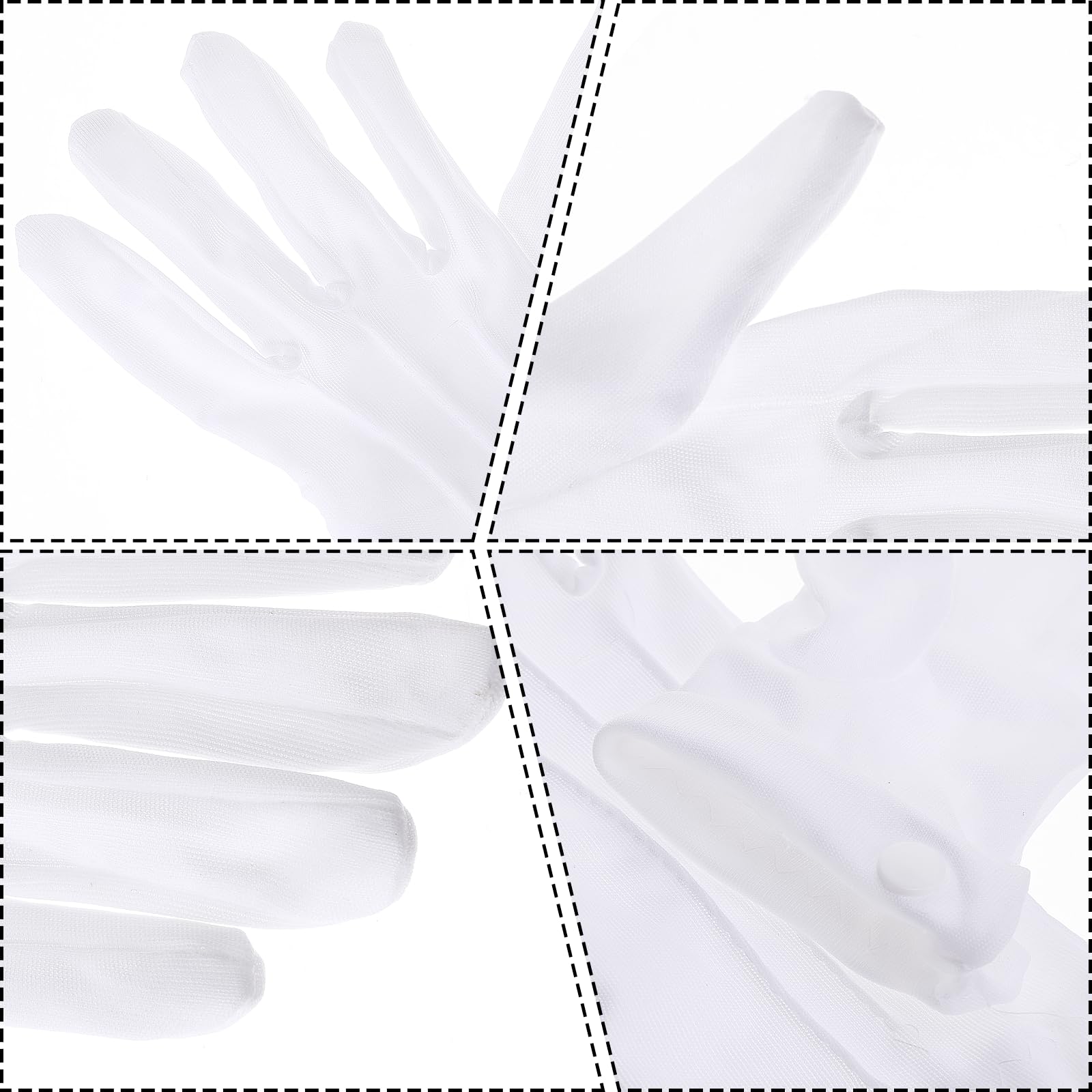 2 Paia Guanti Bianchi Cotone/poliestere - Per Costumi, Matrimoni, Eventi Formali - Foto 5
