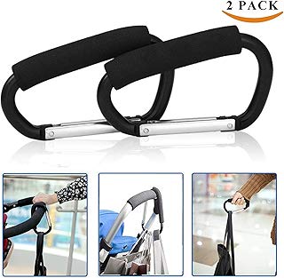 Cheelom Gran cochecito ganchos para mami, 2 pcs organizador cochecito Gancho para colgar bolsos, bolso del paÃ±al, bolsas de la compra.Clip FITS single / Twin sistemas de viaje, asientos de coche y co