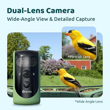 Birdfy 2 Smart Bird Feeder with Camera, Dual-Lens (2K+1080P), Solar-Powered, Wireless Installation, Auto-Capture Bird Videos & Motion Detection, Gift Present