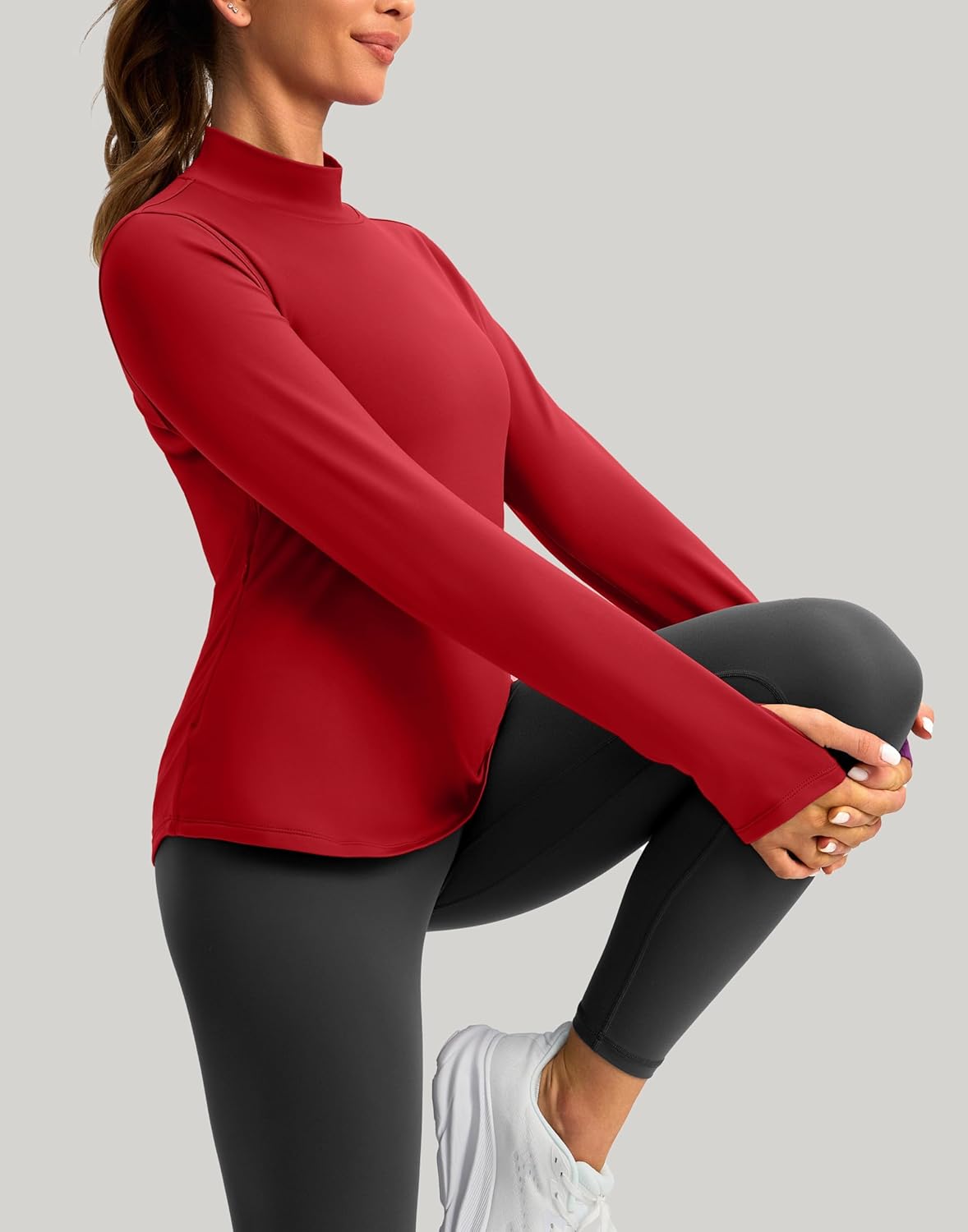 G Gradual Thermal Shirts for Women Long Sleeve Mock Neck Fleece Tops Running Workout Cold Weather Gear with Zip Pocket - Image 2