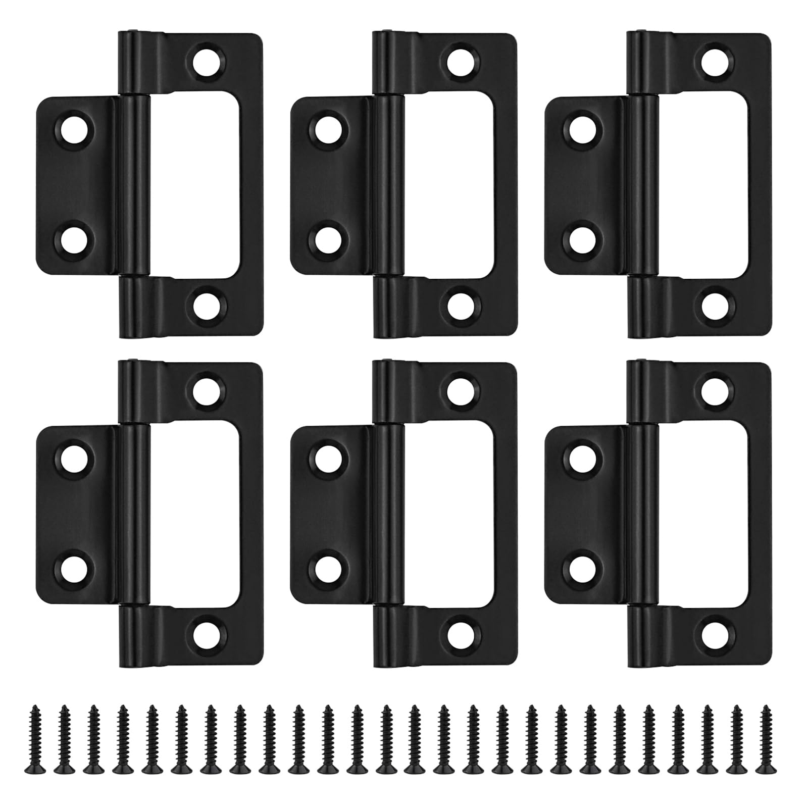 JJWNMLL Black Door Hinges 6pcs,Flush Hinges-51 * 25mm (2Inch) with Screws
