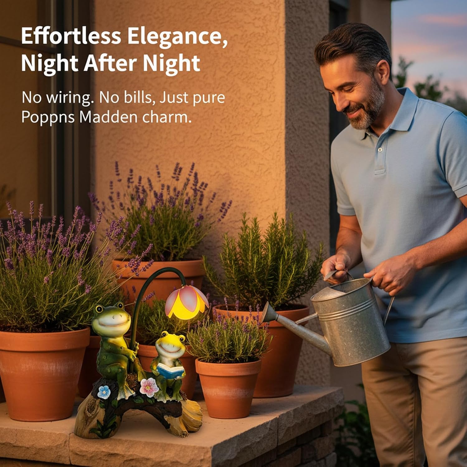 Solar Frog Garden Statue with Flower Lamp for Outdoor, Waterproof Frogs Garden Decor for Yard, Lawn , Balcony, Garden Figurine Lights for Patio Decor, Ideal Gift for Garden Lovers & Homeowners - view 2