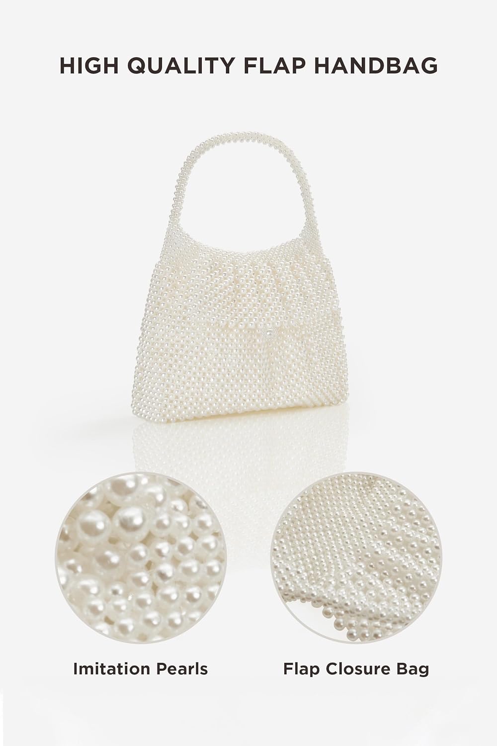BABEYOND Women Pearl Clutch Purse - Bucket Beaded Bridal Evening Bag Formal Reticulated Bag with Inner Bag for Party Wedding