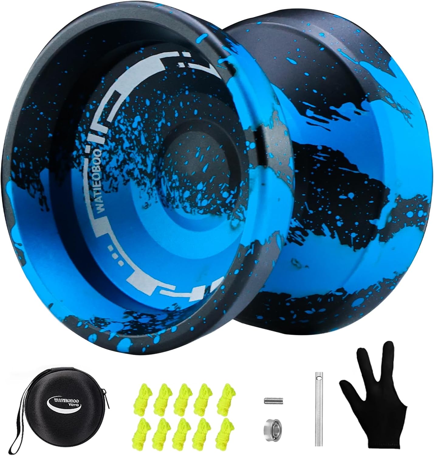 WATIEOBOO M18 Professional Dual-Mode Metal yoyo, Responsive and Non-Responsive, Suitable for yo-yo Beginners and Advanced Players, Butterfly yo yo Design, 1A 3A 5A String Pattern Complete Set