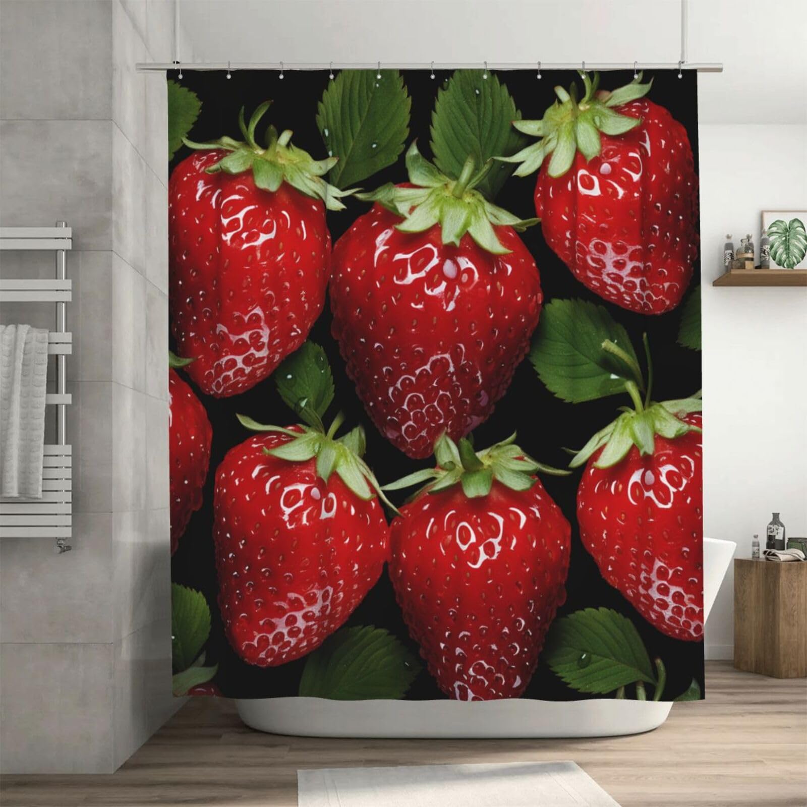 Rideau de douche imperméable épais anti-éclaboussures motif fraise