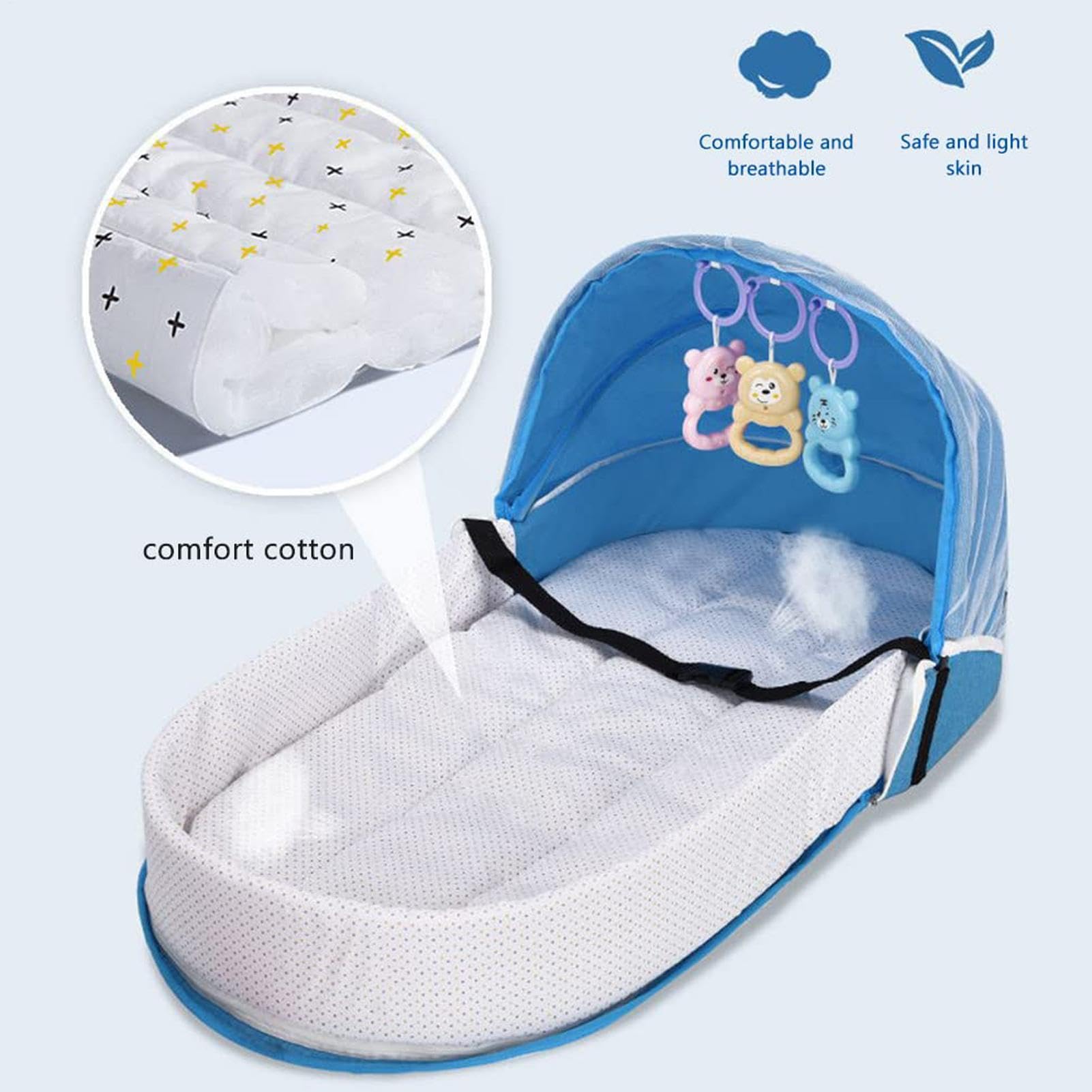 Lettino Da Viaggio Bimbi Tenda Traspirante Pieghevole Con Recinzione | Da Viaggio Per Bambini Per Campeggio, Esterno, Aereo, Sonno, Cortile, , Spiaggia E Asilo