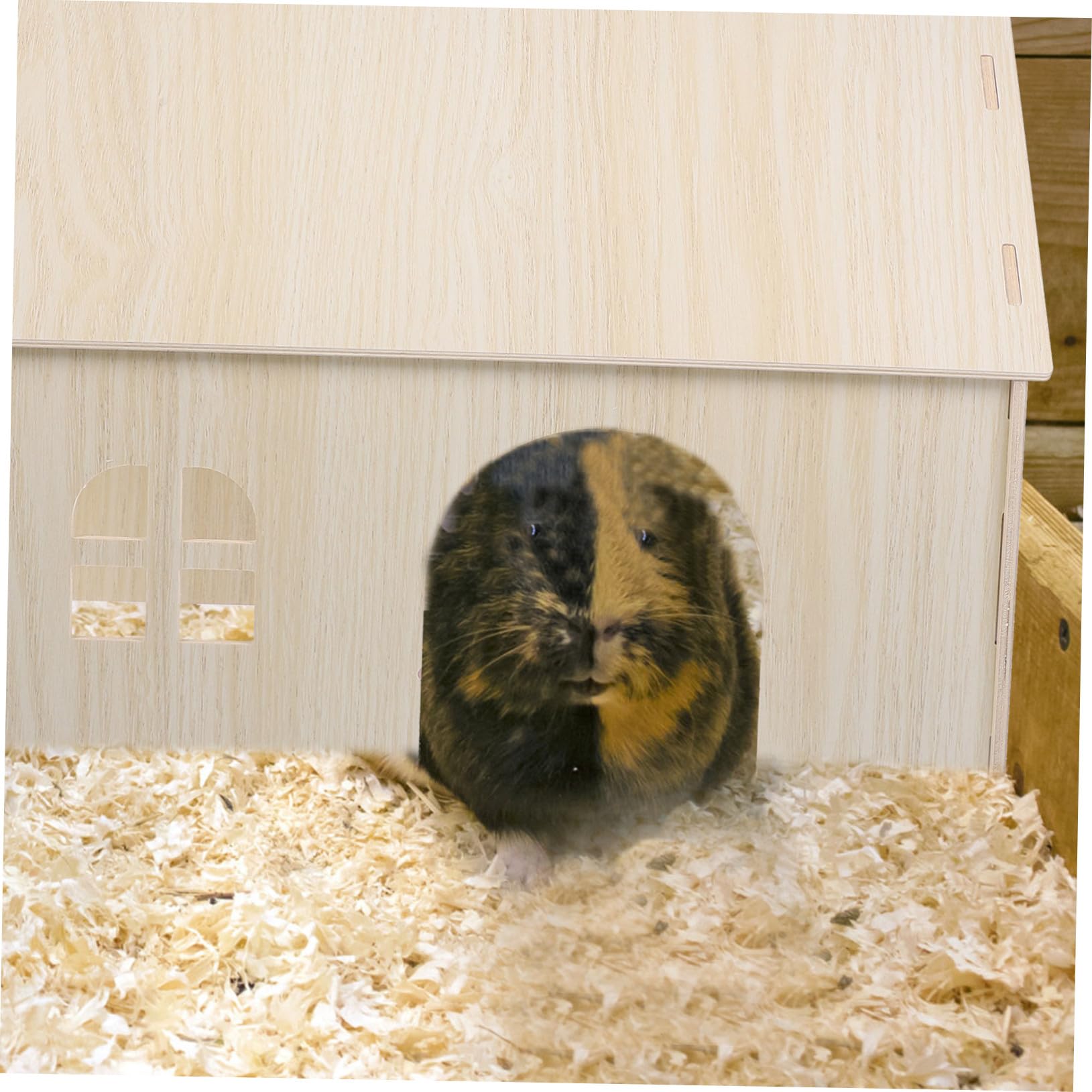 SHINEOFI Großes Hamsterhaus aus Natürlichem Holz Stabiles Nagerversteck und Schlafhaus Warmes Nagerhaus für Meerschweinchen Eichhörnchen und Kaninchen Sicheres Kleintiernest für Innenkäfig