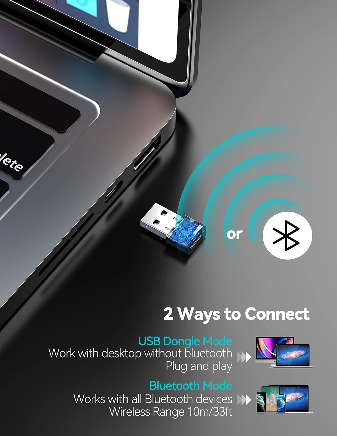 TECKNET Bluetooth Headset, Trucker Bluetooth Headset with AI Noise Cancelling & Mute Button, Wireless Headset with Microphone for PC Home Office Computer Call Center Skype (Grey)