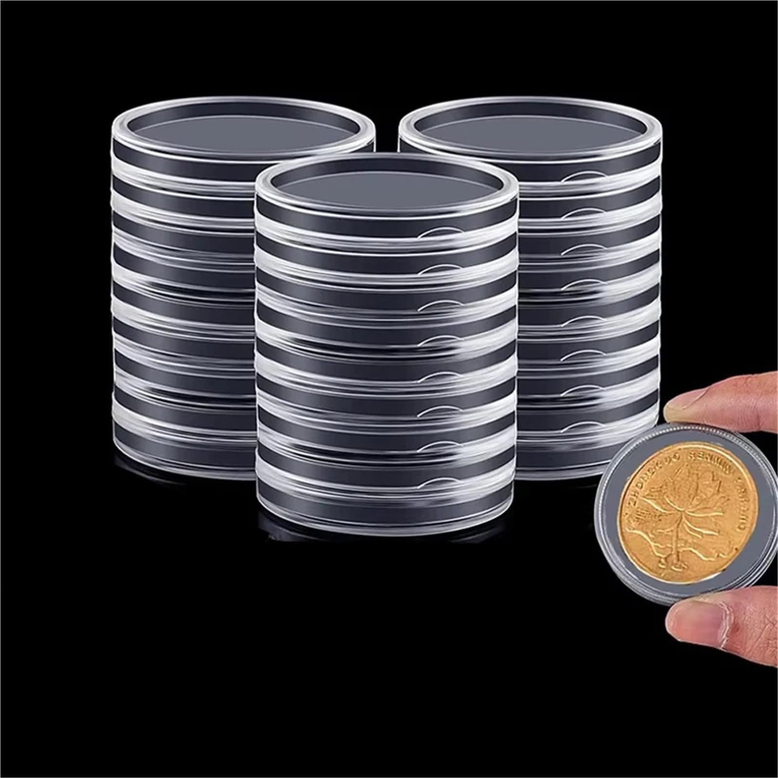 Portamonete in plastica trasparente, per monete e monete, 150 pezzi, 50 x 4 mm