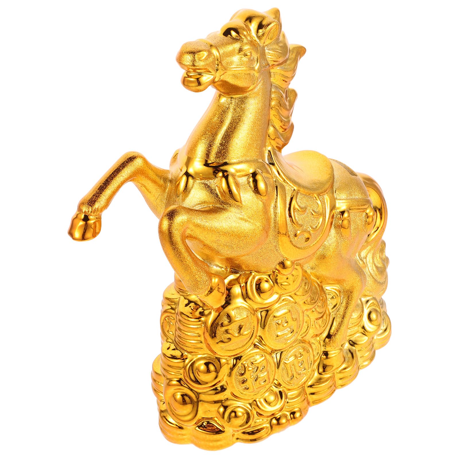 Keramik Spardose Pferd in Gold mit Abnehmbarem Deckel Dekorativer Pferde Sparhalter für Neujahrs Deko und Elegante Tischdekoration im Eingangsbereich
