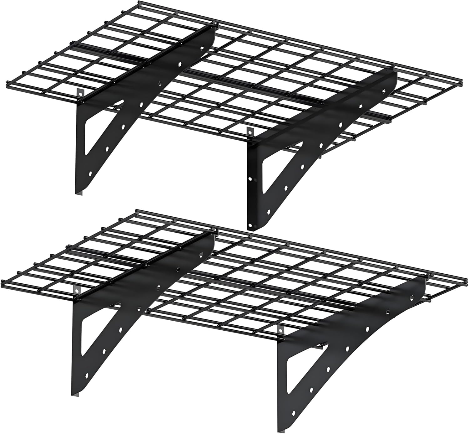 Wall Shelving Garage Shelves for Wall Storage 48-inch-by-24-inch Garage Shelving Wall Mounted, Black, 2-Pack